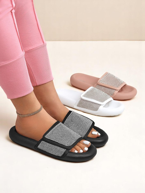 Royalfashion Жіночі шльопанці на плоскій підошві Sparkle Step