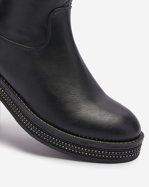 Жіночі ботильйони на плоскій підошві чорного кольору Sereii-Footwear