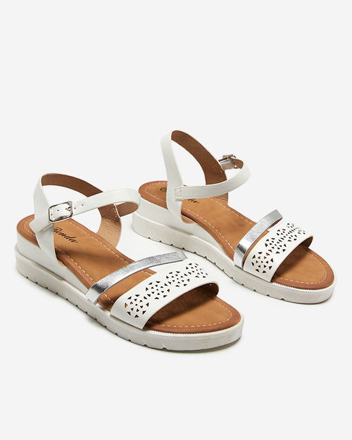 Жіночі білі босоніжки на низькій танкетці Dotif - Взуття