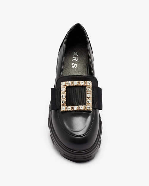 Чорні жіночі мокасини з золотим декором Brial- Footwear