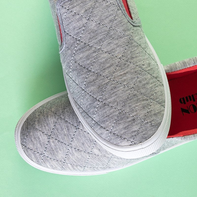 Šedé dámské prošívané návleky s fuchsiovými vložkami Weridia - obuv