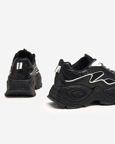 Чорні жіночі кросівки на платформі з білими вставками Oirana