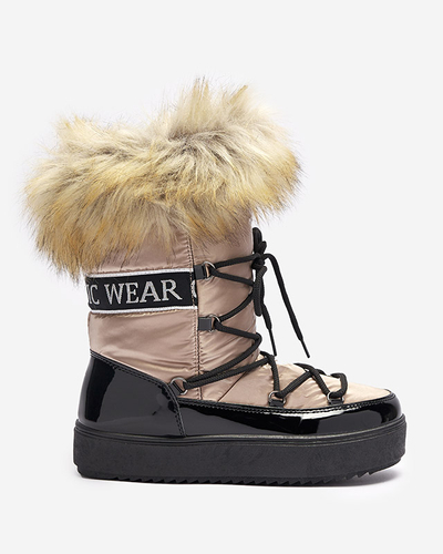 Жіночі лаковані снігоступи золотисто-рожевого кольору Fursav- Footwear