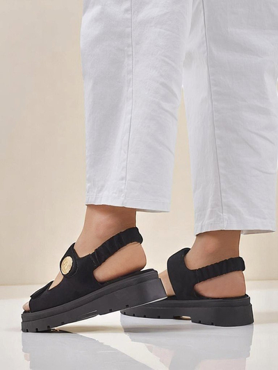 Dámské sandály Royalfashion Anthea Nero – černý semiš, platforma 5 cm