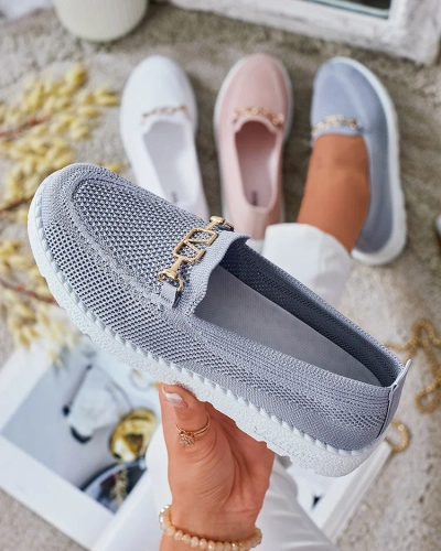 Royalfashion Жіночі тканинні мокасини із золотим декором Erticae