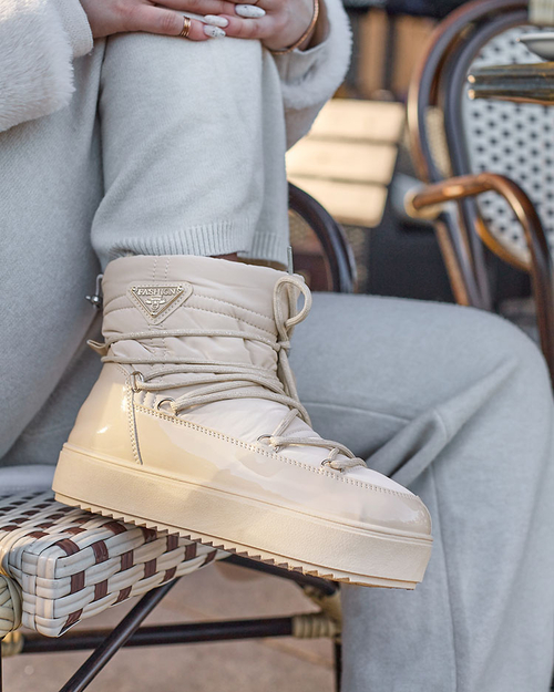 Royalfashion Жіночі черевики-сліпони a'la snow boots бежевого кольору Nevsone