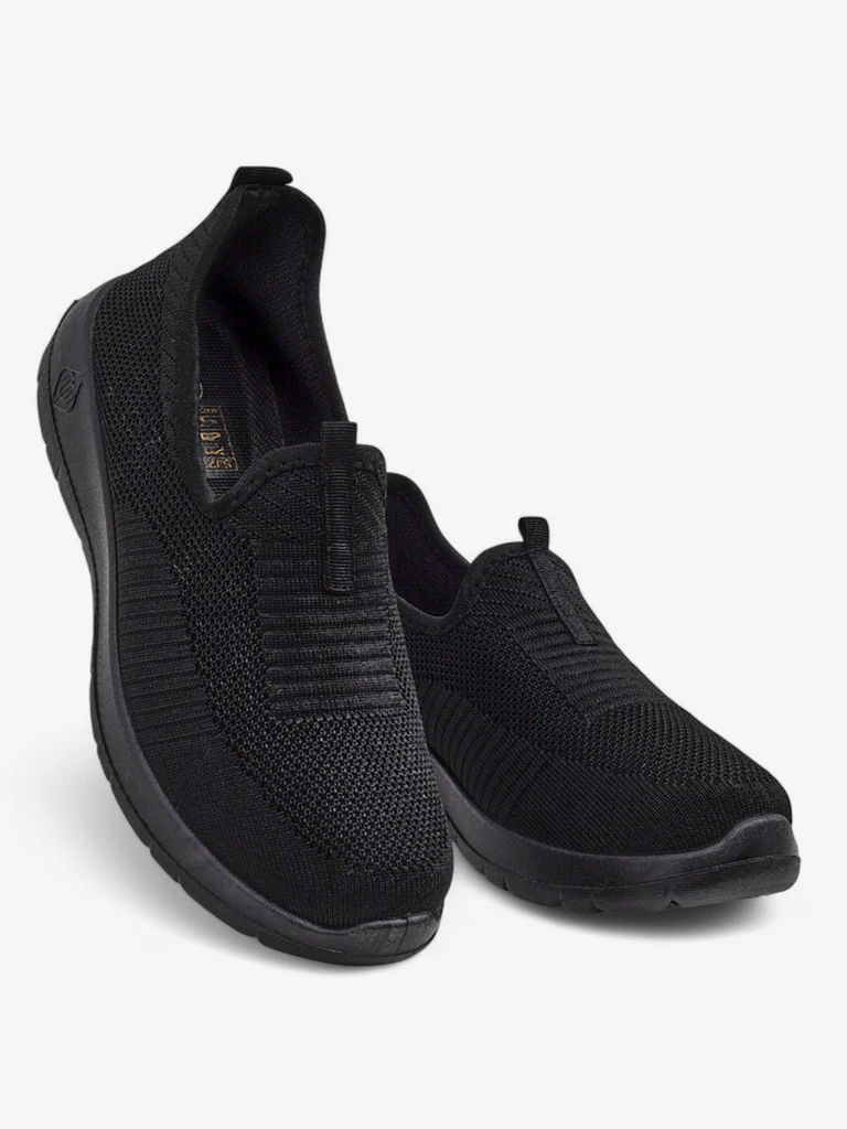 Dámské mokasíny černé Tkanina Lyra Nero – pohodlné boty plochý podpatek