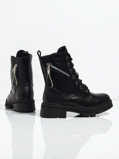 Dámské Kotníkové Boty Venus Černé Kožené Elegantní na Podzim