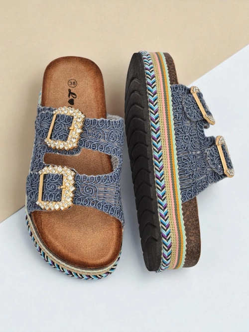 Royalfashion Жіночі сандалі з пряжками зі стразами GlamCork