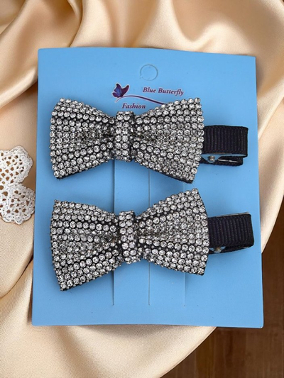 Royalfashion Sada 2 spon do vlasů s mašlemi a kamínky Isadora