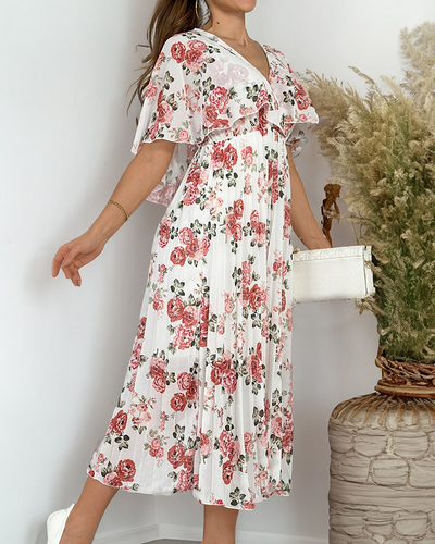 Royalfashion Жіноча плісирована квіткова сукня міді