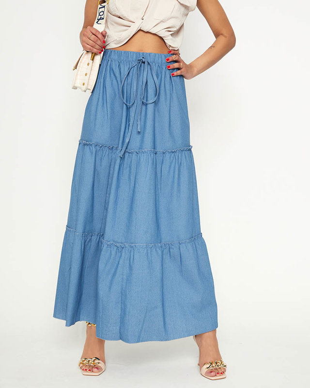 Světle modrá dámská midi sukně - Oblečení