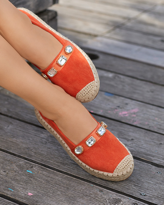 Oranžové dámské espadrilky s krystaly Fenenna - Boty