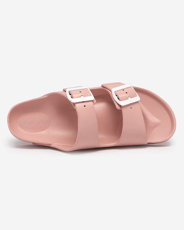 Světle růžové dámské pantofle se sponami. Teliwo - Obuv