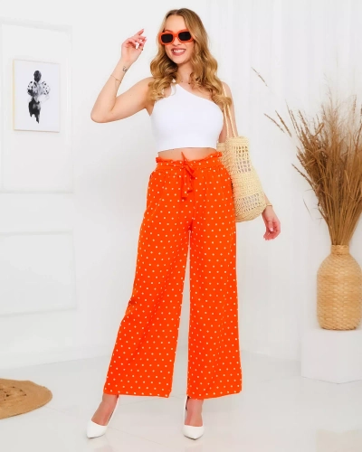 Dámské široké oranžové kalhoty - Oblečení