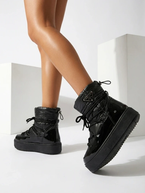 Royalfashion Дитячі черевики-сліпони а-ля снігоступи чорні Asifa