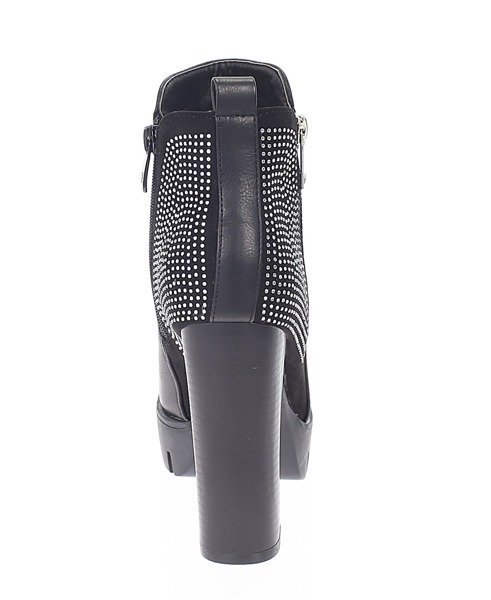 Czarne botki na słupku - Obuwie