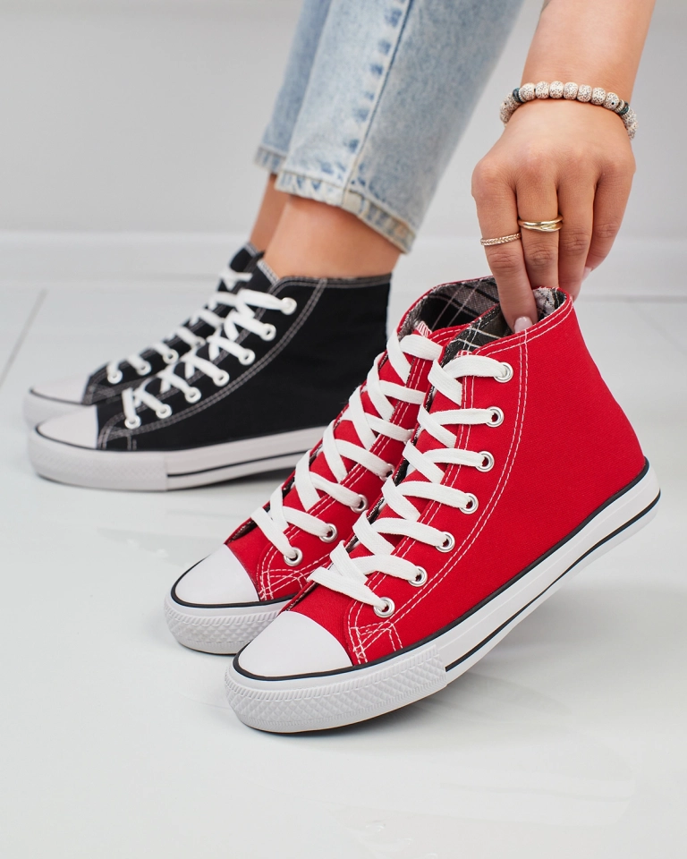 Royalfashion Dámské vysoké červené tenisky Eonall