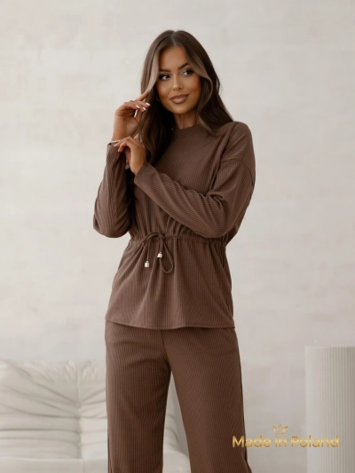 Royalfashion Бавовняний жіночий комплект а-ля светр у рубчик