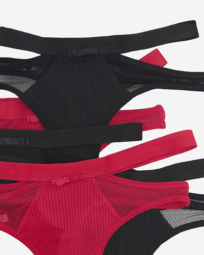 Одноколірний комплект жіночих стрінгів з вирізами 5/уп- Нижня білизна