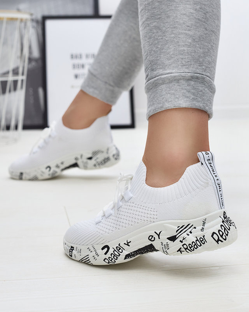 Білі жіночі спортивні сліпони з написом Kejini - Взуття