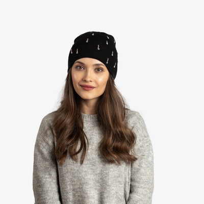 Dámský černý klobouk s kubickou zirkony - Doplňky