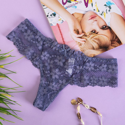 Dámské fialové krajkové tanga - Spodní prádlo