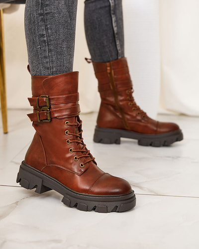 Жіночі черевики-баггі з екошкіри Royalfashion коричневого кольору Faserti