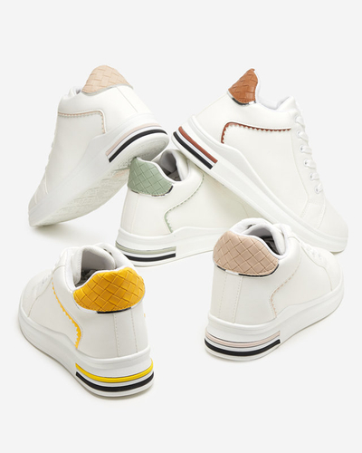 OUTLET Bílozelené dámské tenisky se skrytým klínem Uksy - Obuv