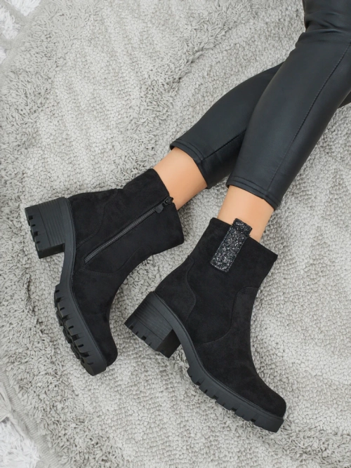 Ботильйони жіночі еко замшеві на підборах-стовпчику Maelis