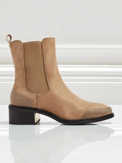 Dámské kotníkové boty eko semišové zdobené zirkony TangleMist