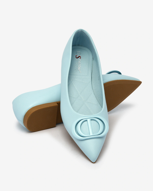 Сині жіночі балетки Royalfashion з гострим носком та прикрасою на носі Manixy