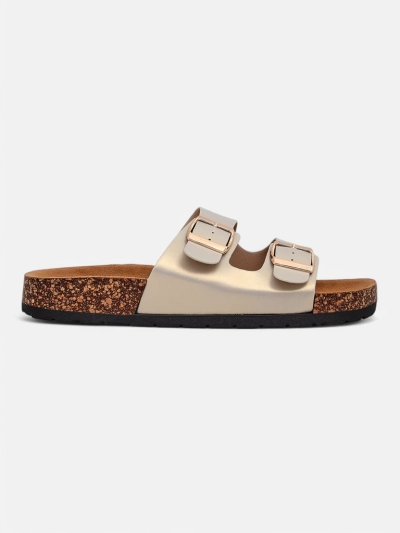 Dámské sandály Royalfashion Aurelia gold – ploché pantofle z eko kůže (velikost 39)