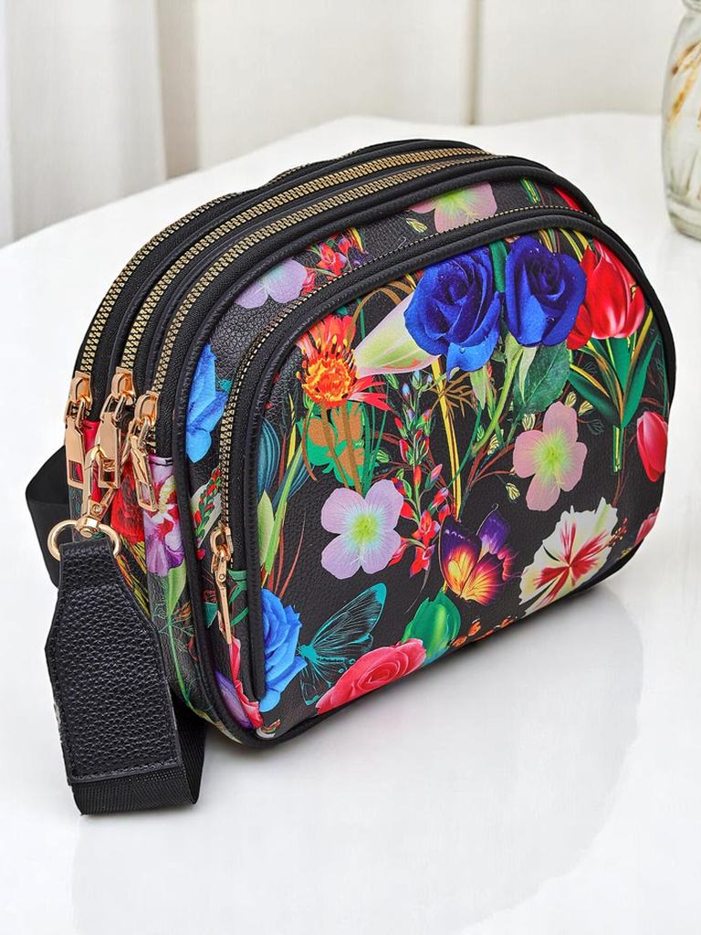 Royalfashion Kwiatowa malá oválná dámská kabelka z eko-kůže