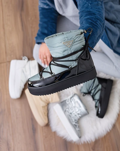 Royalfashion Dámské nazouvací boty a'la snow boots v modré barvě Vevnose