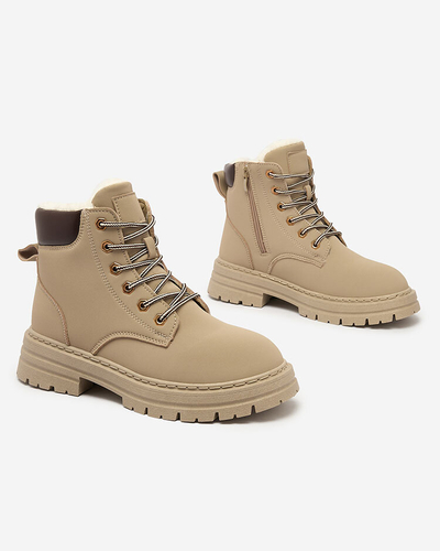 Royalfashion Šedohnědé dámské zateplené traperské boty Radoras