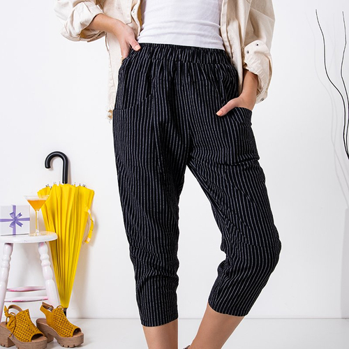 Чорні жіночі бриджі в смужку