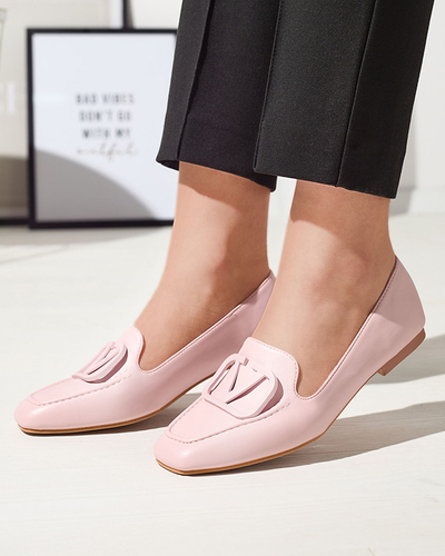 Světle růžové dámské mokasíny s ornamentem v odpovídající barvě Terika - Obuv