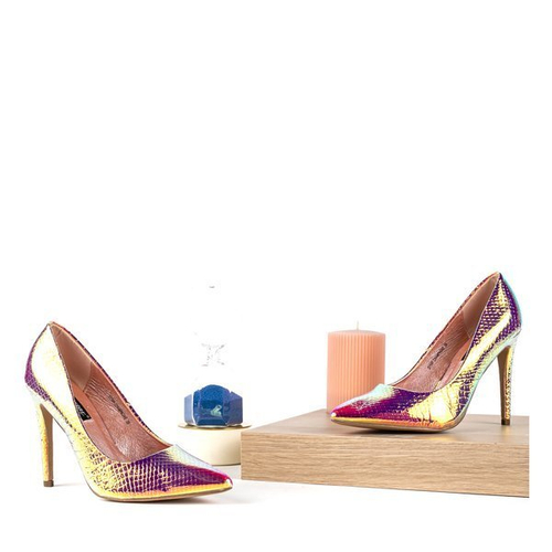 Голографічні рожеві туфлі-човники зі зміїним тисненням Rio - Взуття