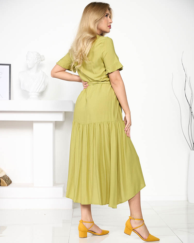 Жіноча зелена сукня максі з краваткою - Одяг