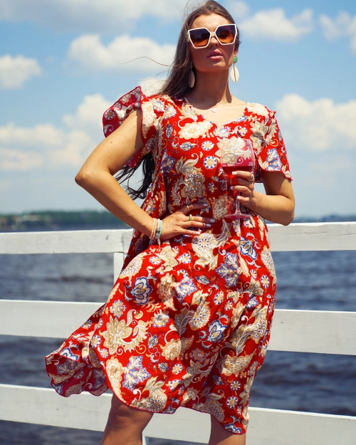 Жіноча сукня Royalfashion Червона з квітковим візерунком