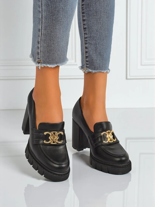 Жіночі туфлі Nero Aurora на підборах із золотою пряжкою, екошкіра