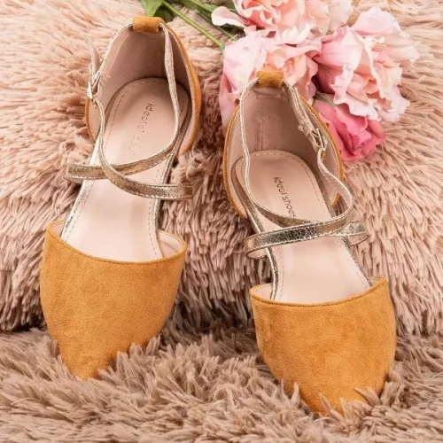 OUTLET Коричневі жіночі балерини на плоскому каблуці Vosia - Туфлі