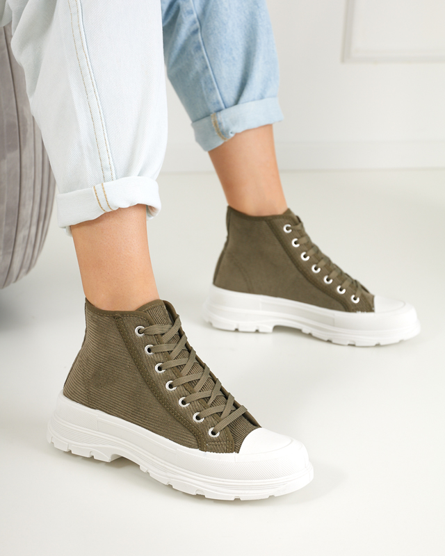 Zelené dámské vysoké žebrované tenisky Somali - Obuv