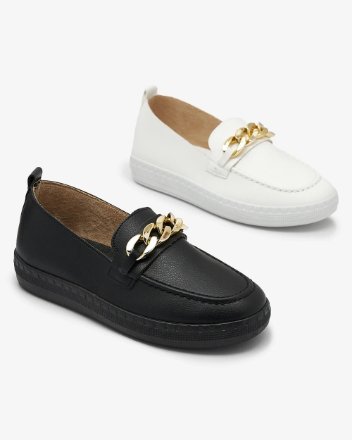 Жіночі білі мокасини з золотим декором Ellica- Footwear