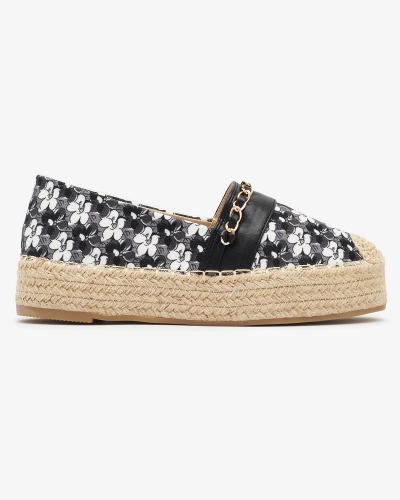 Černé květinové espadrilky Azzaxi- Obuv