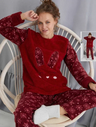 Royalfashion Dámské pyžamo s králíčkem, polar-like