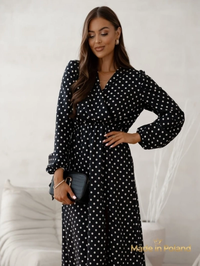 Жіноча сукня міді в горошок Midnight Bloom