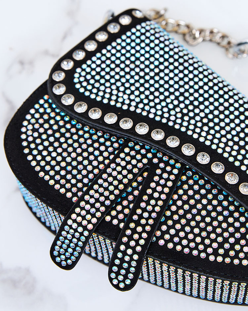 Royalfashion Чорна жіноча сумочка з перламутровими цирконами