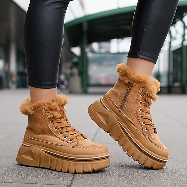 Dámské šněrovací sněhule na platformě z velblouda Neatesa - Obuv